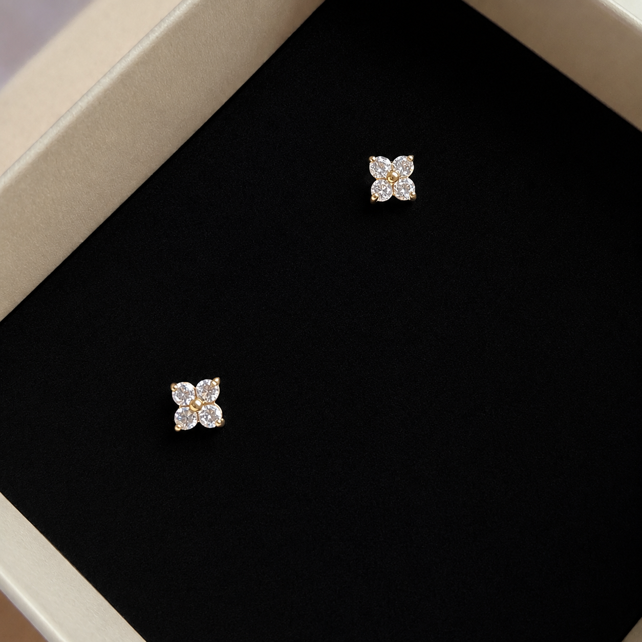 Zircon Floral Stud Earrings