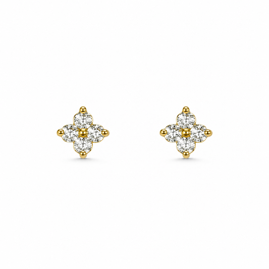 Zircon Floral Stud Earrings