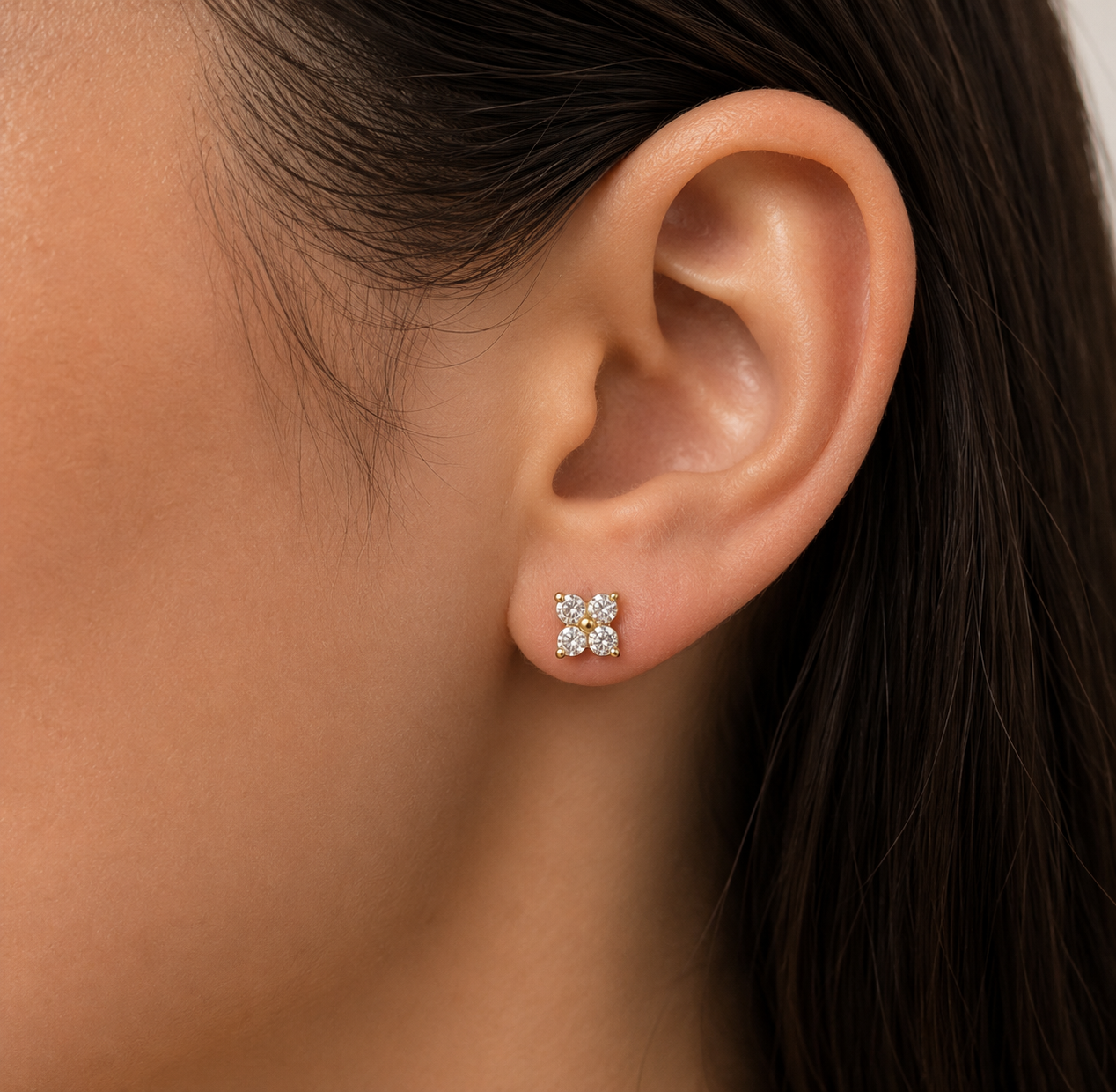 Zircon Floral Stud Earrings