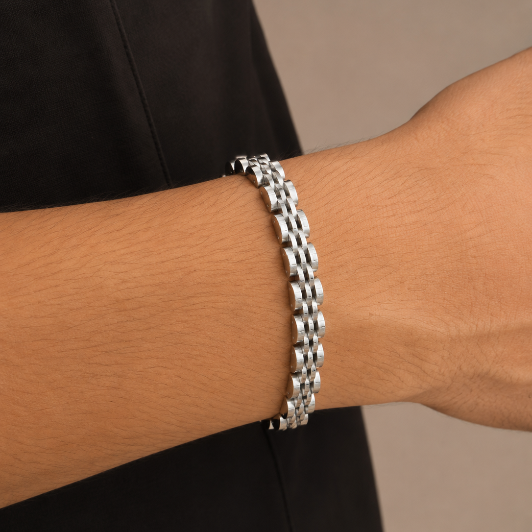 Atlas Bracelet - silver tone