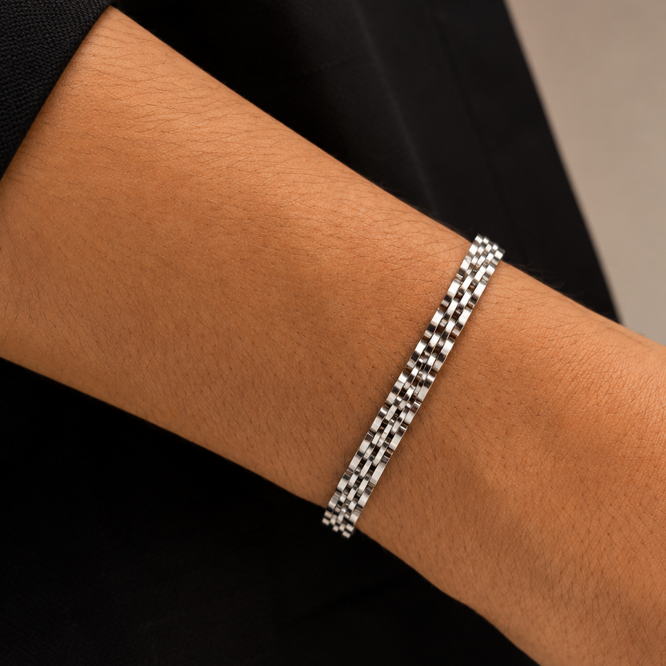 Atlas Bracelet - silver tone